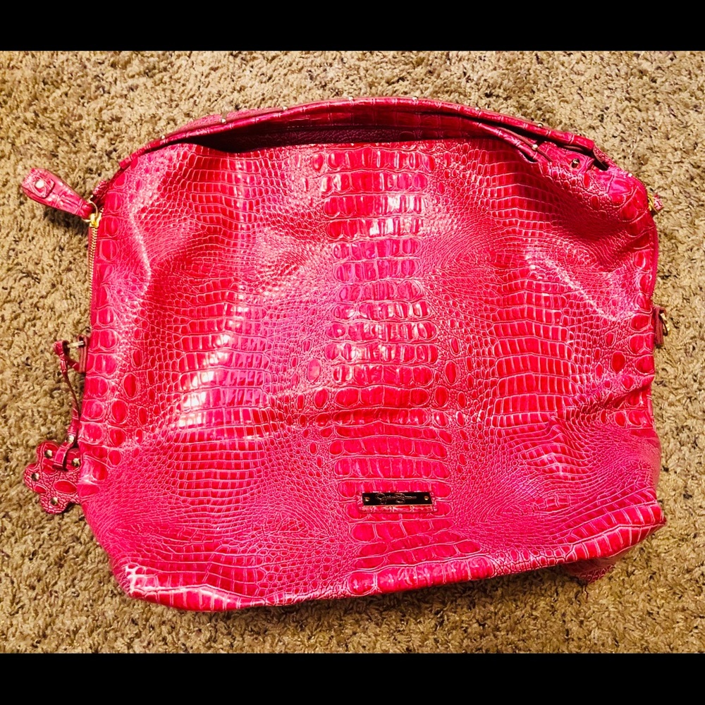 Jessica Simpson Pink Faux Croc-Embossed Weekender